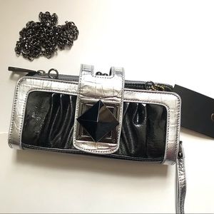 Wallet / Purse / Wristlet with silver & gunmetal